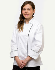 Elegance Chef Jacket-White-Straight Collar