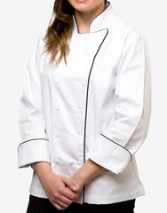 Elegance Chef Jacket-White-Straight Collar