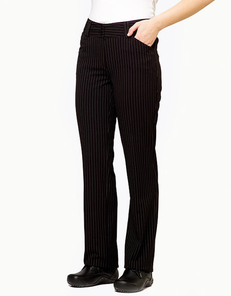 Women's Dress Pants - Black Pinstripe